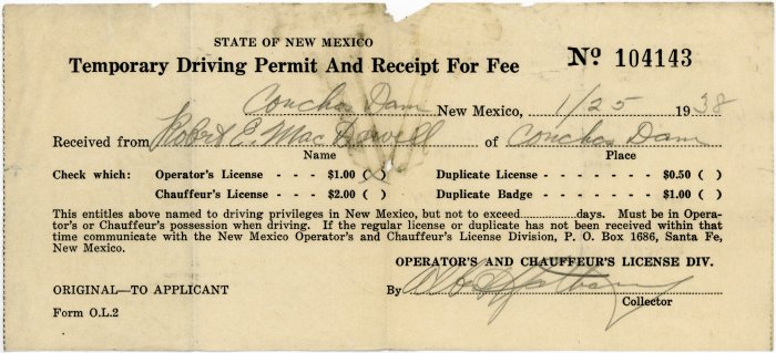 New Mexico Driver's and Operator's Licenses